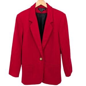 VTG Donnybrook 100% Wool Red Blazer Jacket Womens 7/8 Power Suit Preppy Academic